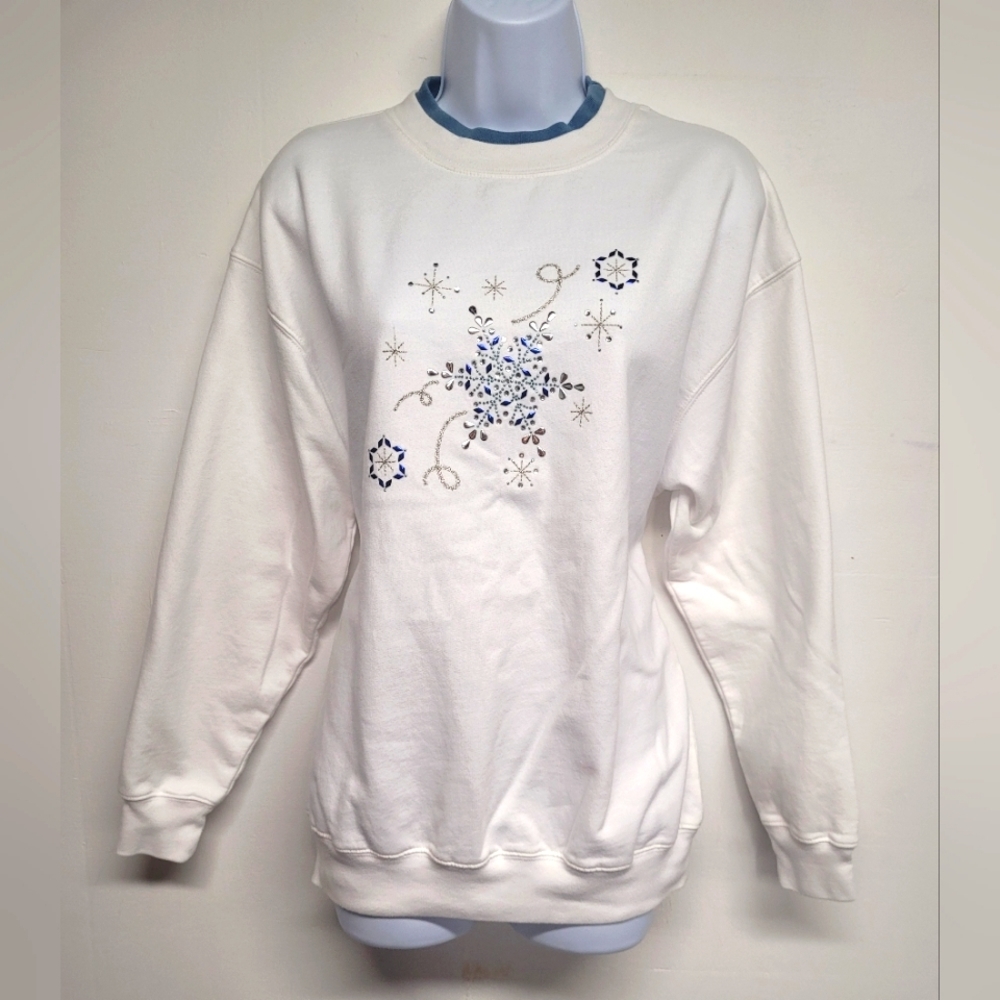 M&C Sportswear White Sweatshirt Embellished M